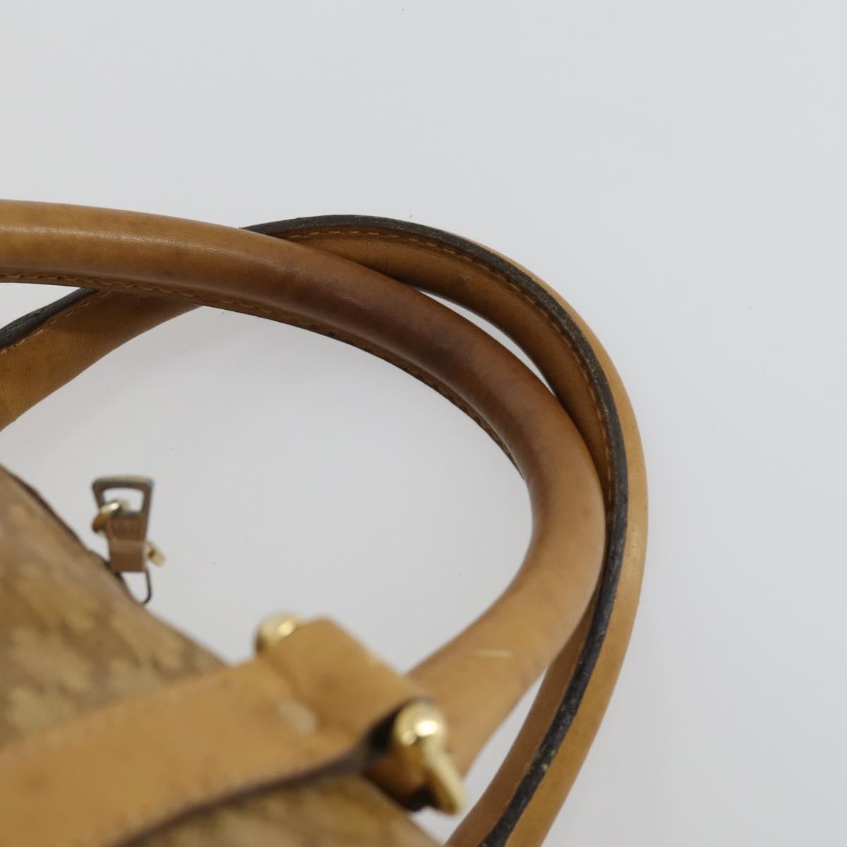 CELINE Macadam Canvas Boston Bag PVC Beige Gold Auth bs31833