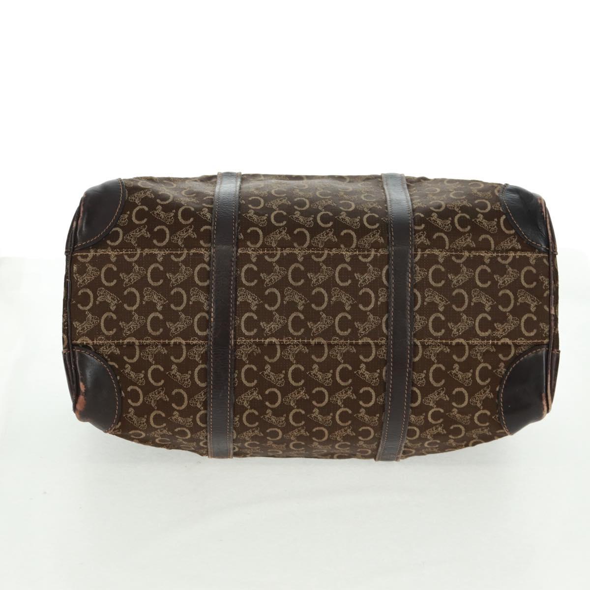 CELINE C Sulky Boston Bag Canvas Brown Gold Auth bs31834