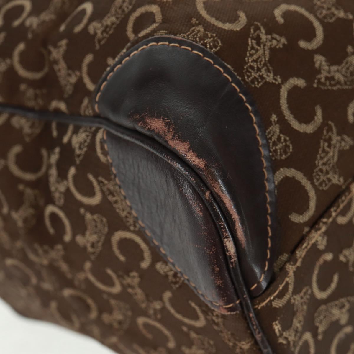 CELINE C Sulky Boston Bag Canvas Brown Gold Auth bs31834