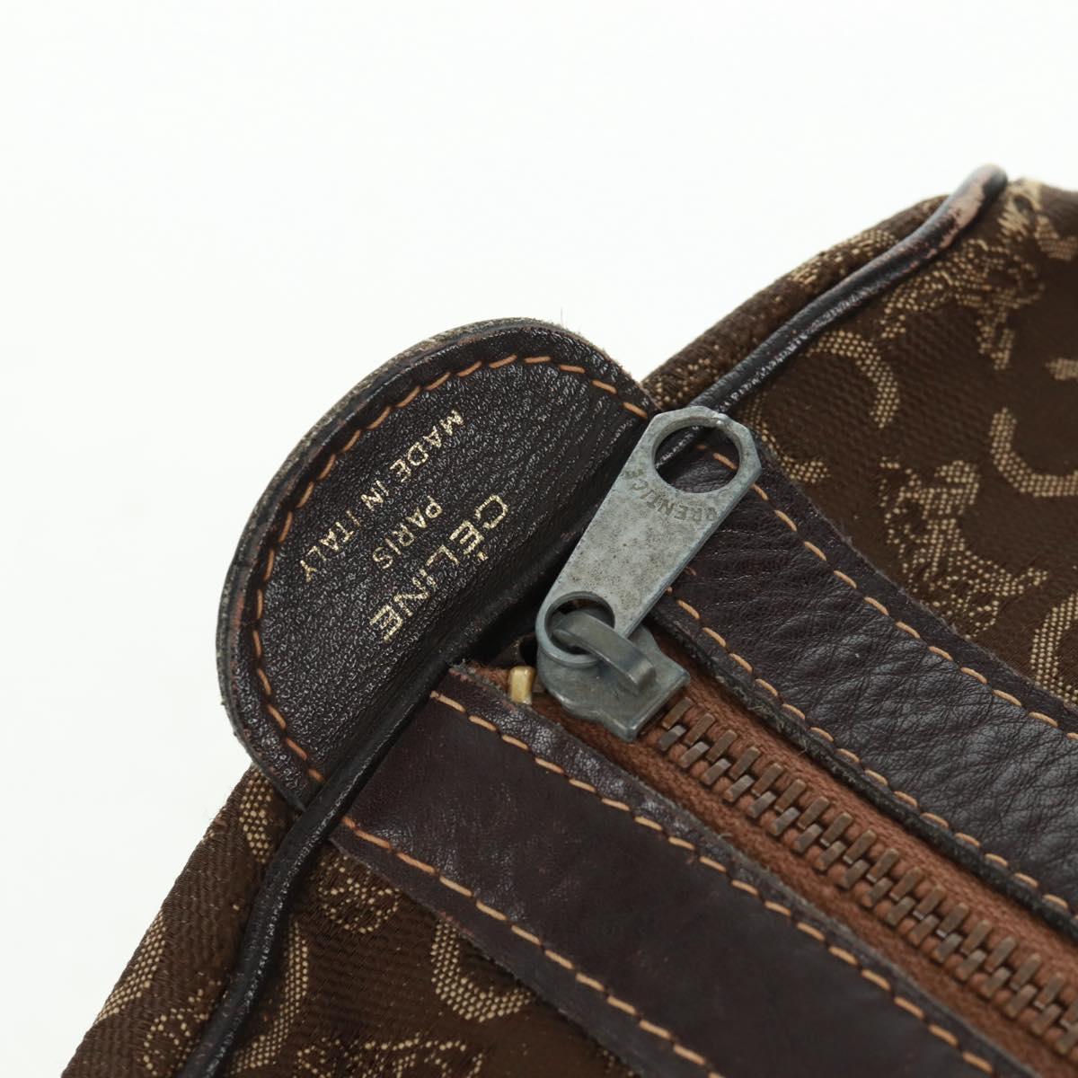 CELINE C Sulky Boston Bag Canvas Brown Gold Auth bs31834