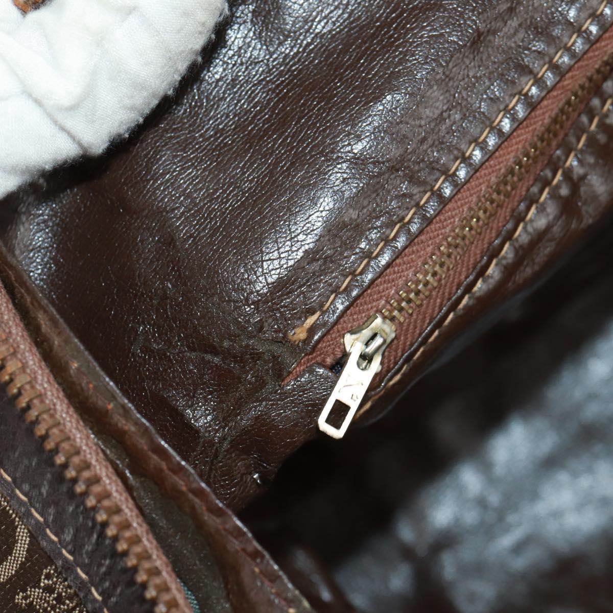 CELINE C Sulky Boston Bag Canvas Brown Gold Auth bs31834