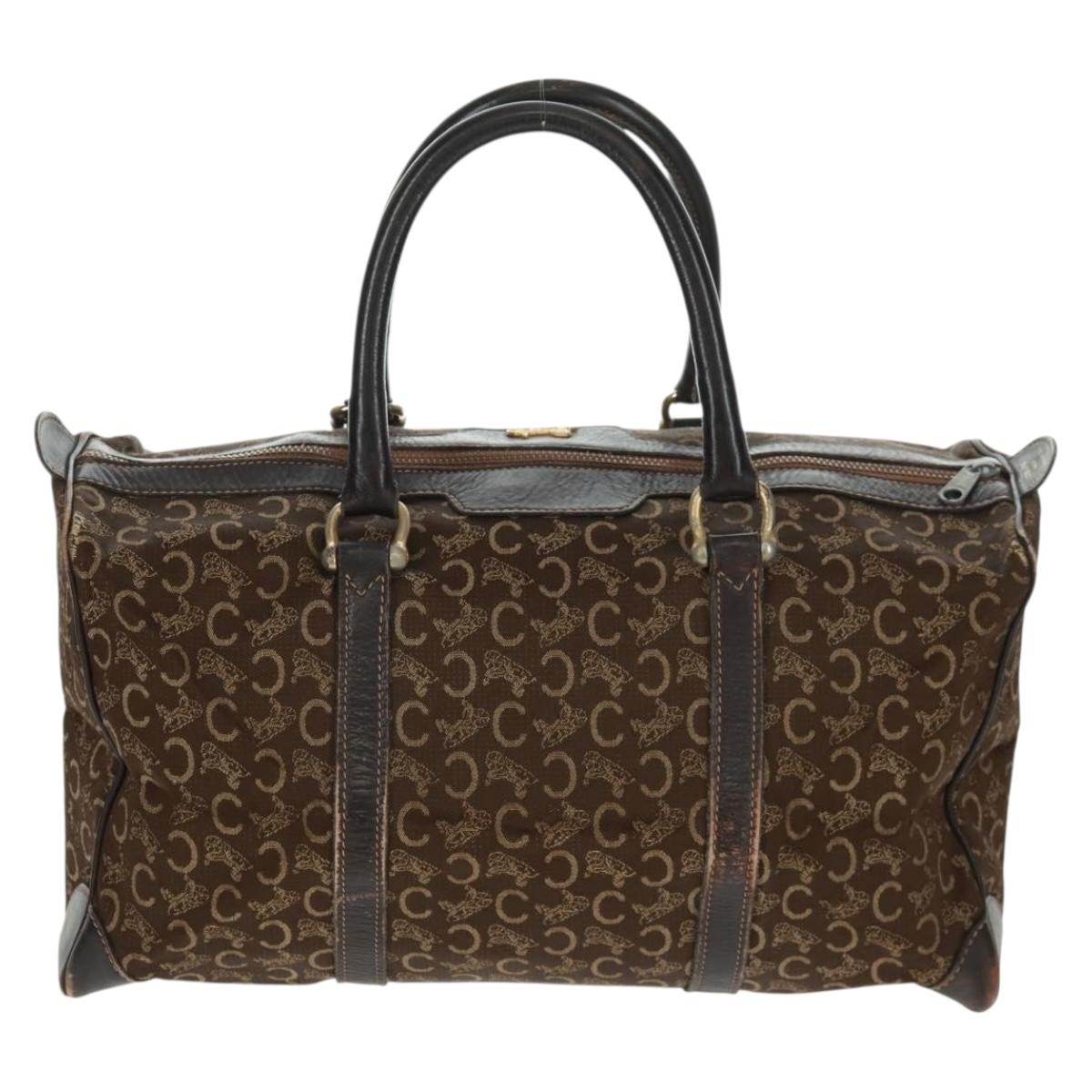 CELINE C Sulky Boston Bag Canvas Brown Gold Auth bs31834