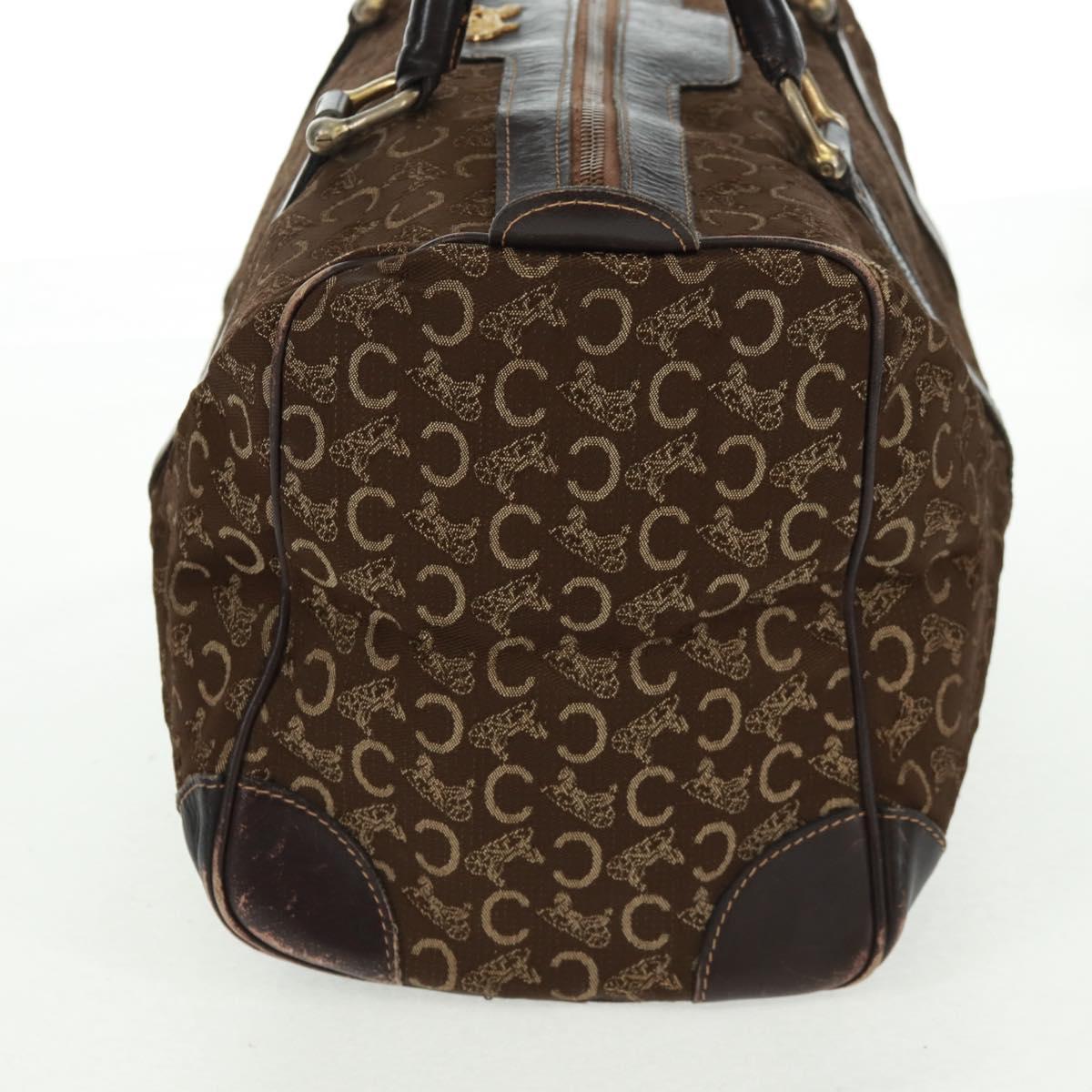 CELINE C Sulky Boston Bag Canvas Brown Gold Auth bs31834