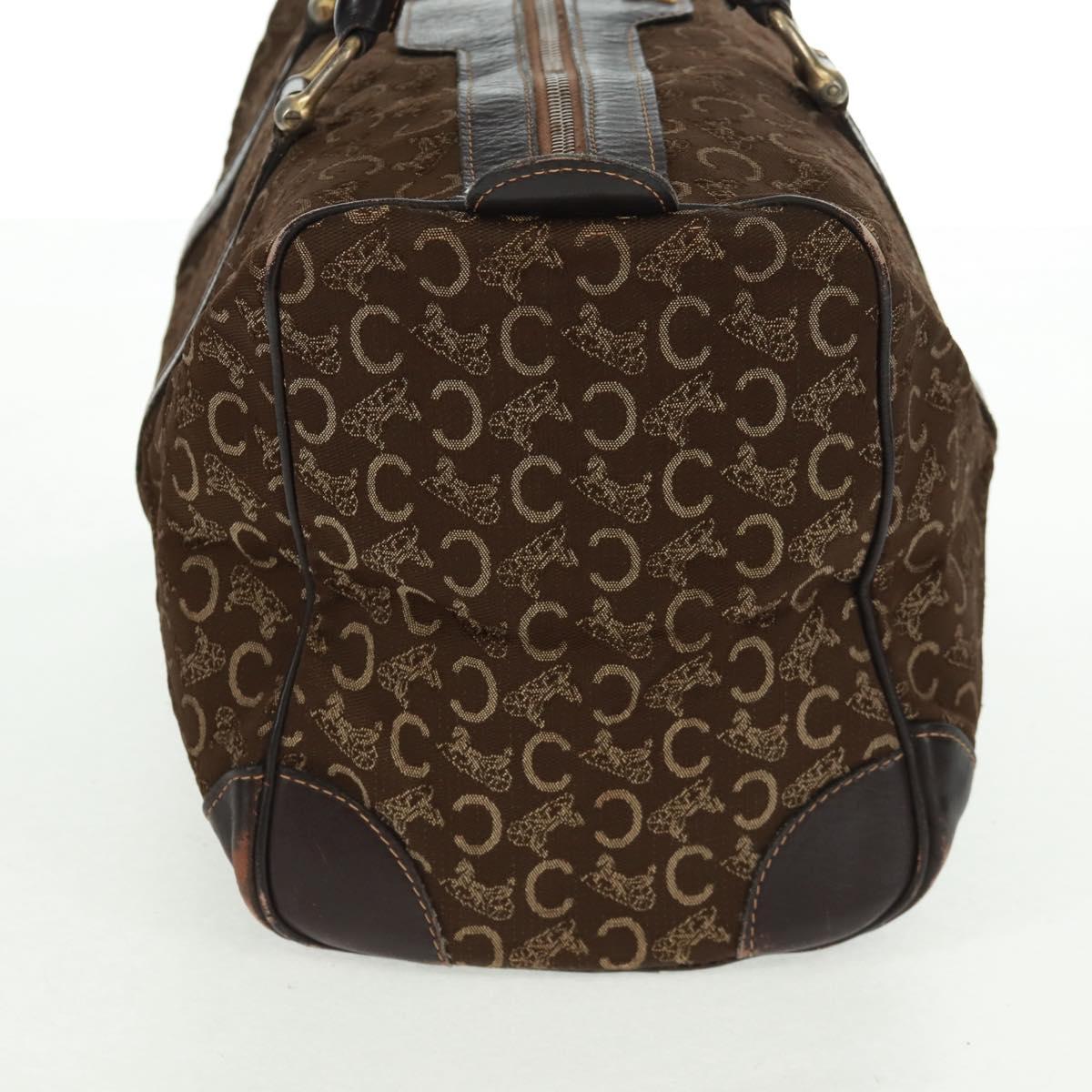 CELINE C Sulky Boston Bag Canvas Brown Gold Auth bs31834