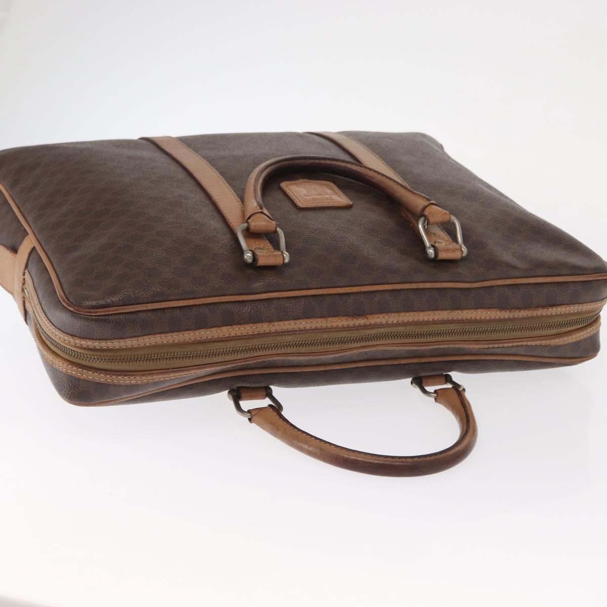 CELINE Macadam Canvas Business Bag PVC Brown Gold Auth bs31835