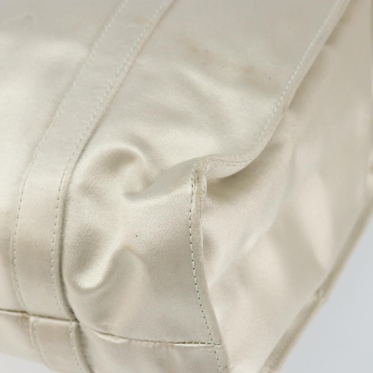 PRADA Hand Bag Satin White Auth bs31836