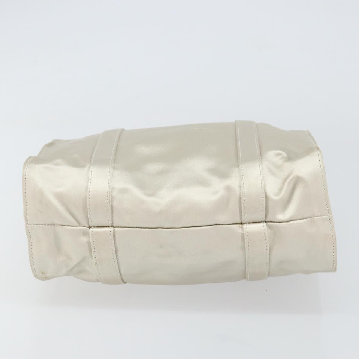 PRADA Hand Bag Satin White Auth bs31836