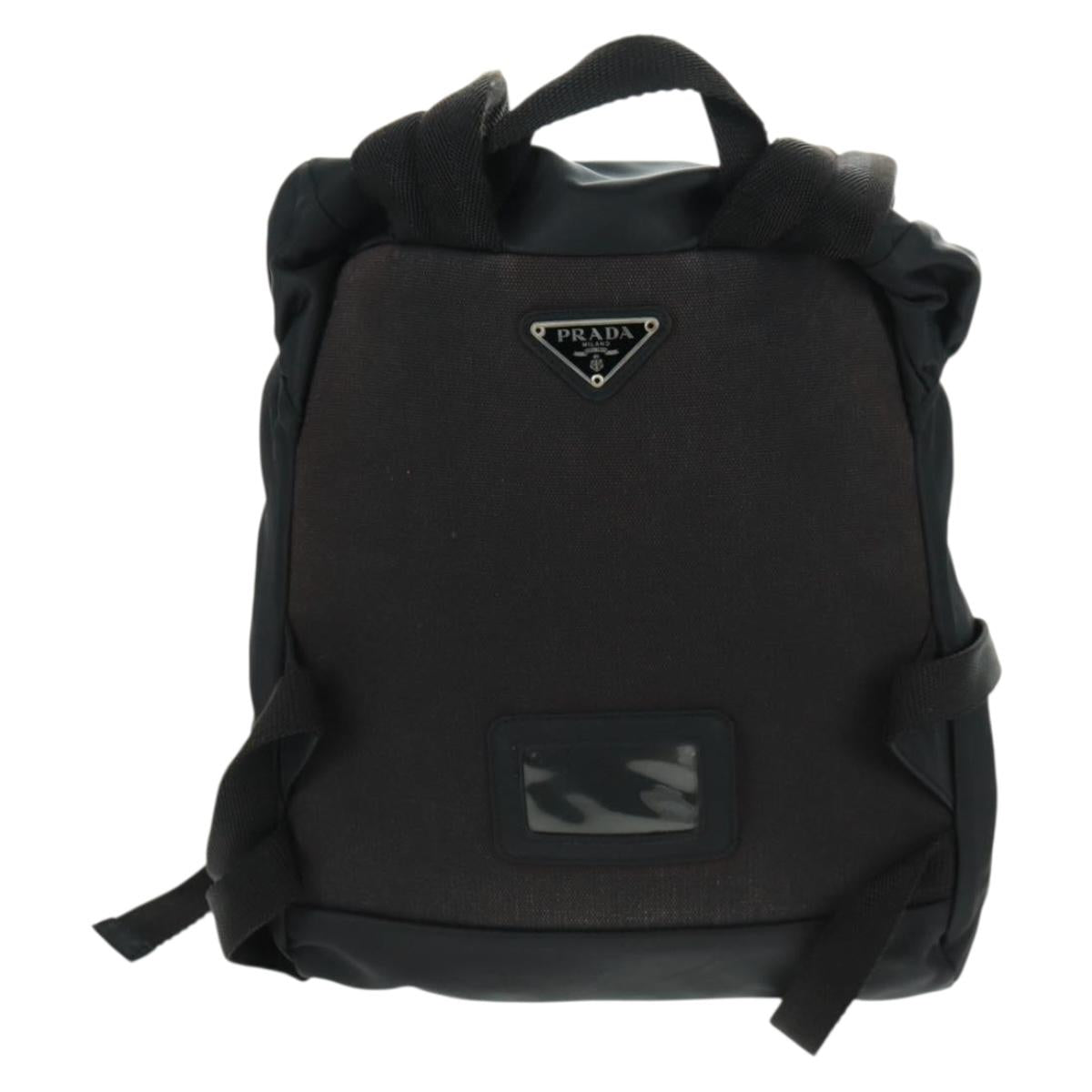 PRADA Backpack Nylon Black Silver Auth bs31838