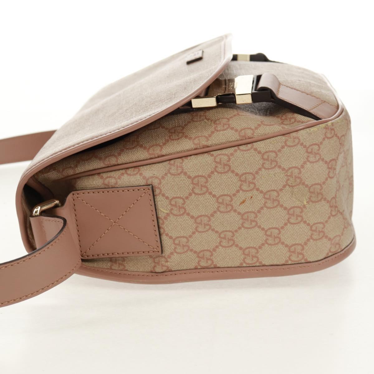 GUCCI GG Supreme Shoulder Bag PVC Pink Gold 201732 Auth bs31845