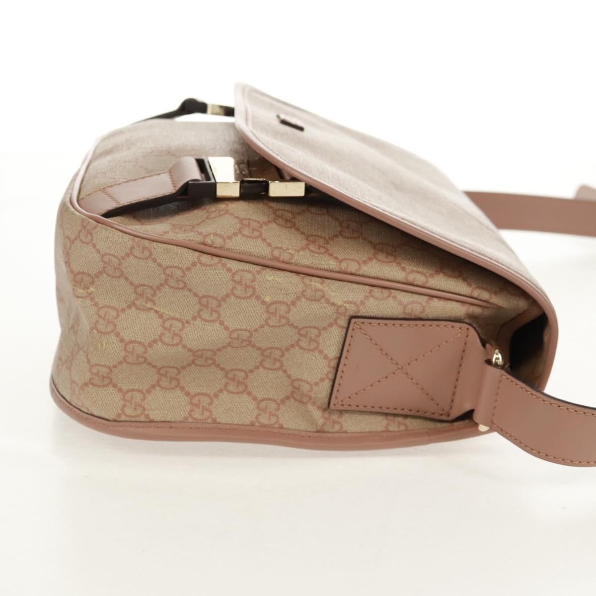 GUCCI GG Supreme Shoulder Bag PVC Pink Gold 201732 Auth bs31845