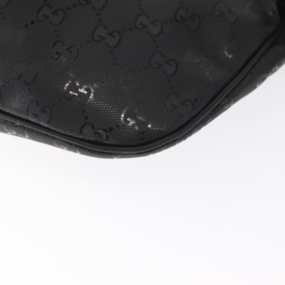 GUCCI GG Canvas GG Implementation Body Bag PVC Black Silver 211110 Auth bs31846