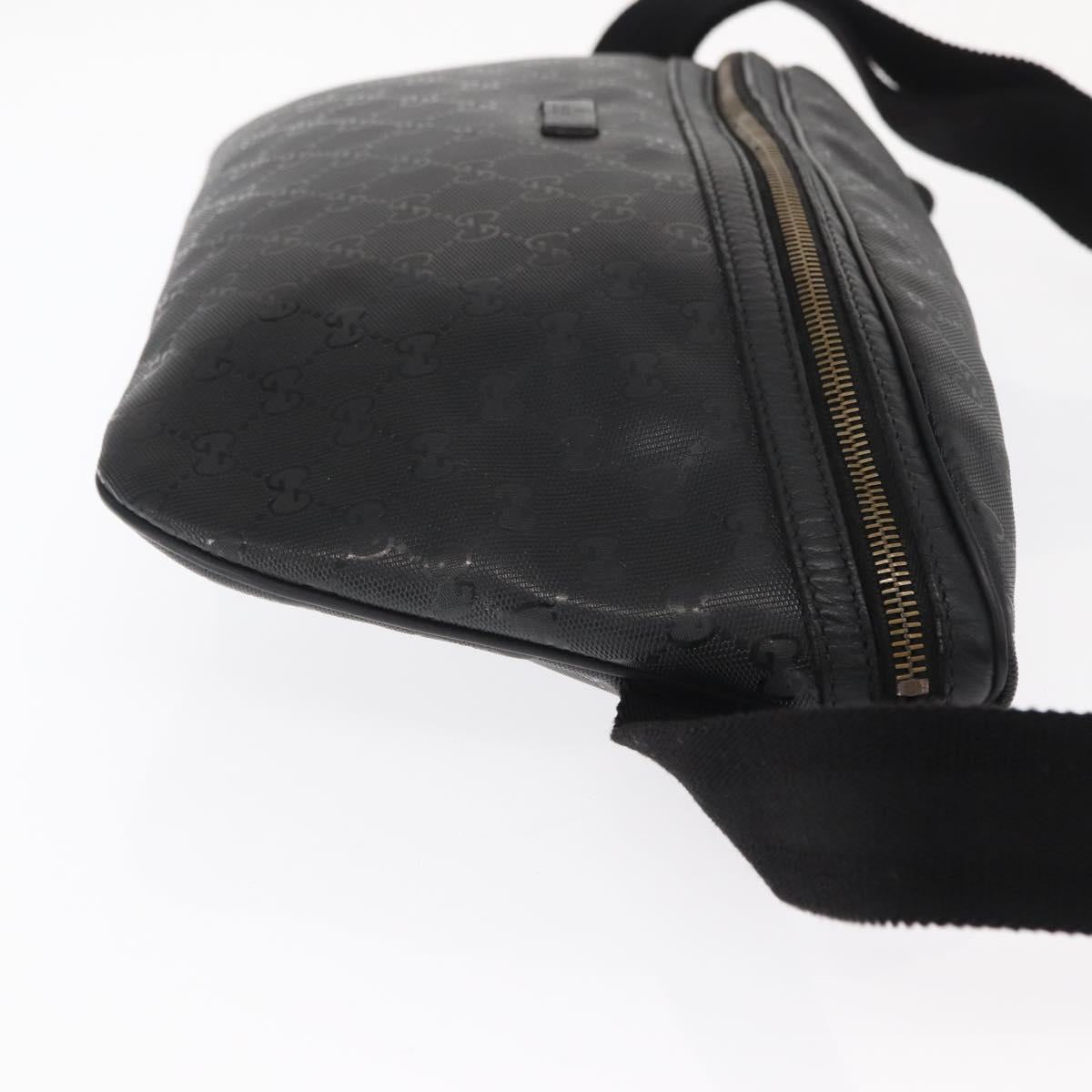 GUCCI GG Canvas GG Implementation Body Bag PVC Black Silver 211110 Auth bs31846