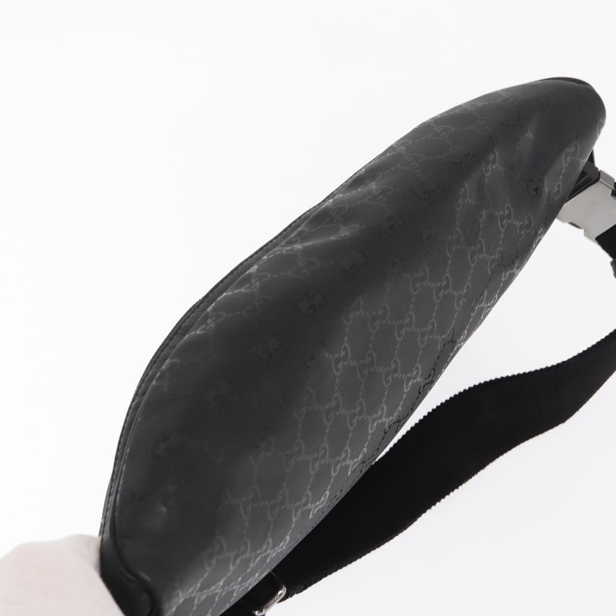GUCCI GG Canvas GG Implementation Body Bag PVC Black Silver 211110 Auth bs31846
