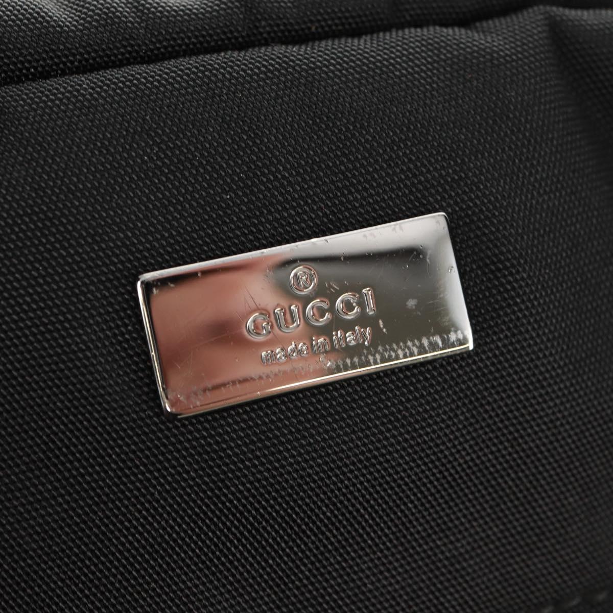 GUCCI Boston Bag Nylon Black Silver 122324 Auth bs31848