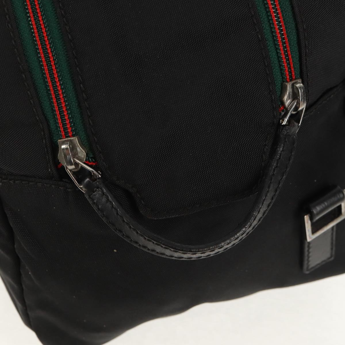 GUCCI Boston Bag Nylon Black Silver 122324 Auth bs31848