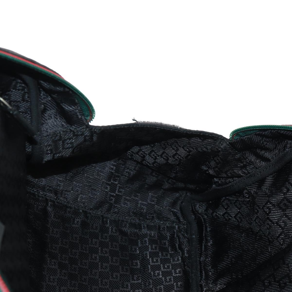 GUCCI Boston Bag Nylon Black Silver 122324 Auth bs31848