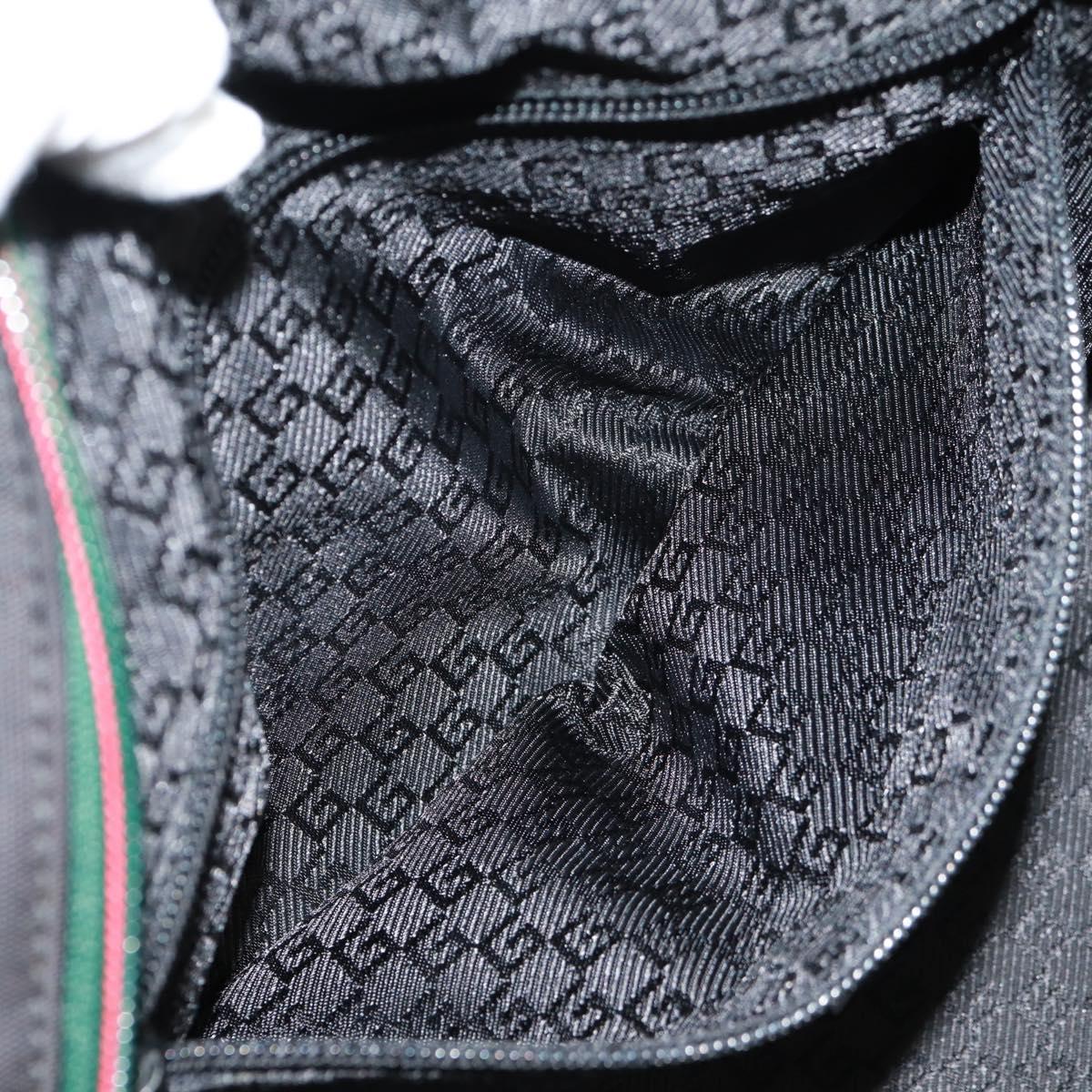 GUCCI Boston Bag Nylon Black Silver 122324 Auth bs31848