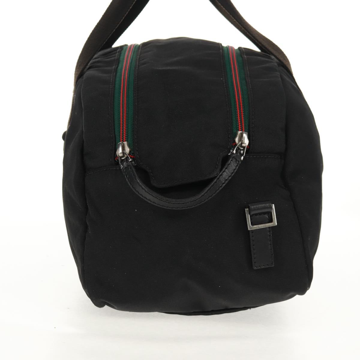 GUCCI Boston Bag Nylon Black Silver 122324 Auth bs31848