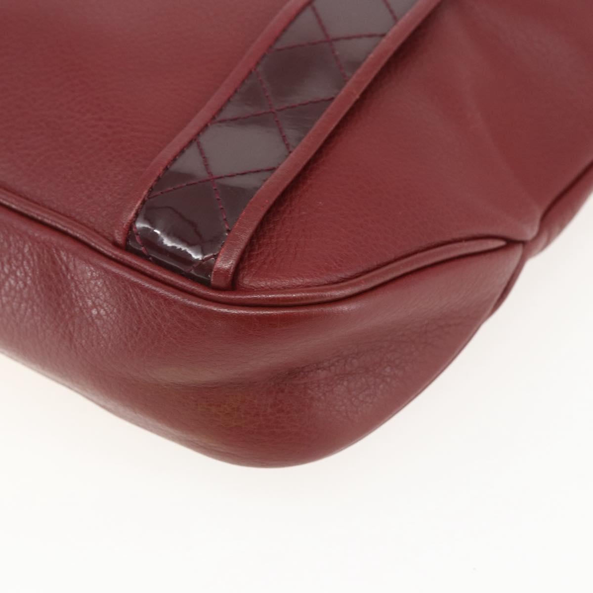 BURBERRY Shoulder Bag Leather Red Gold Auth bs31856