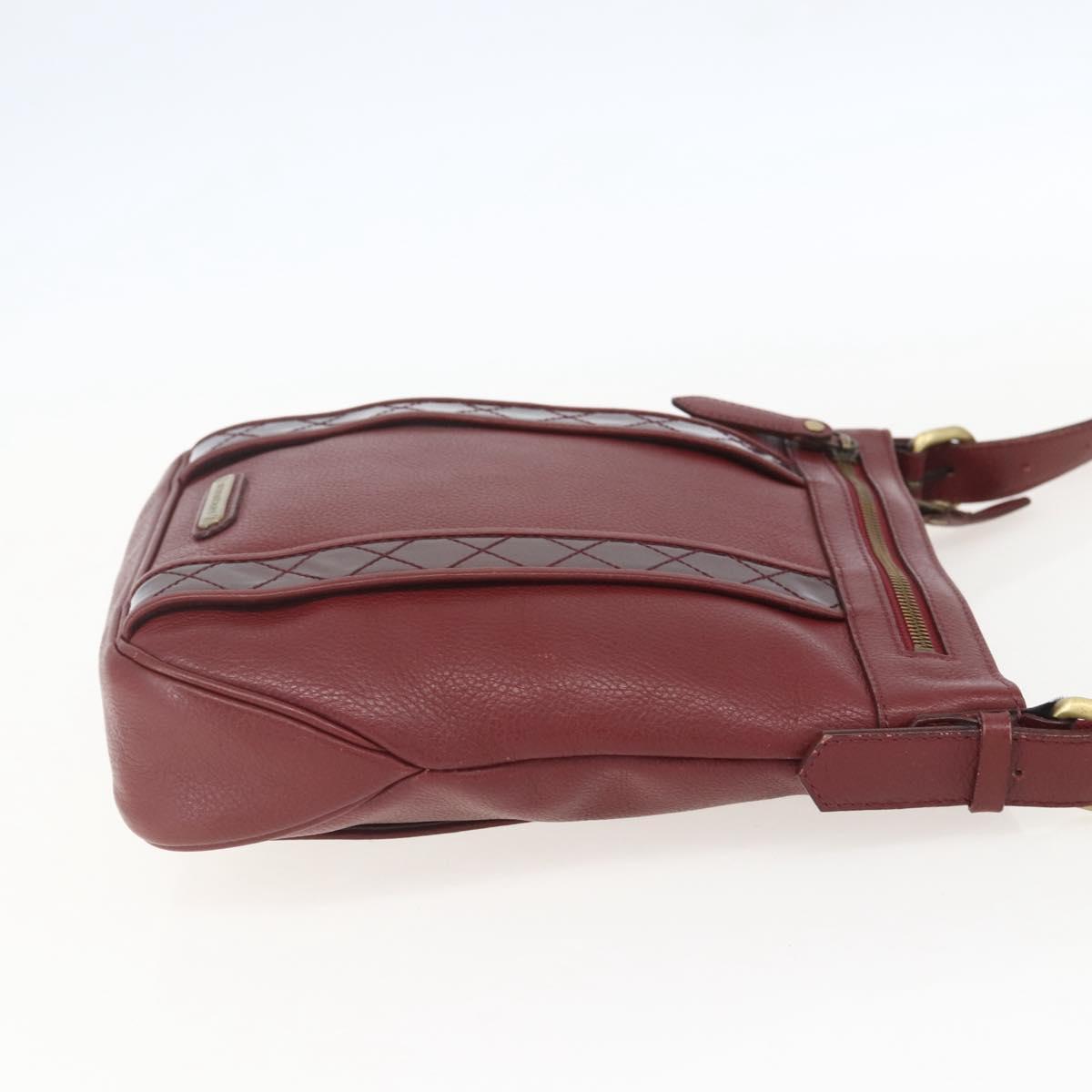 BURBERRY Shoulder Bag Leather Red Gold Auth bs31856