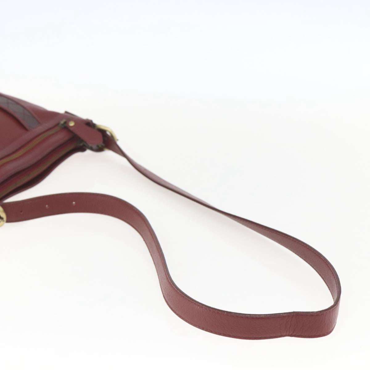 BURBERRY Shoulder Bag Leather Red Gold Auth bs31856