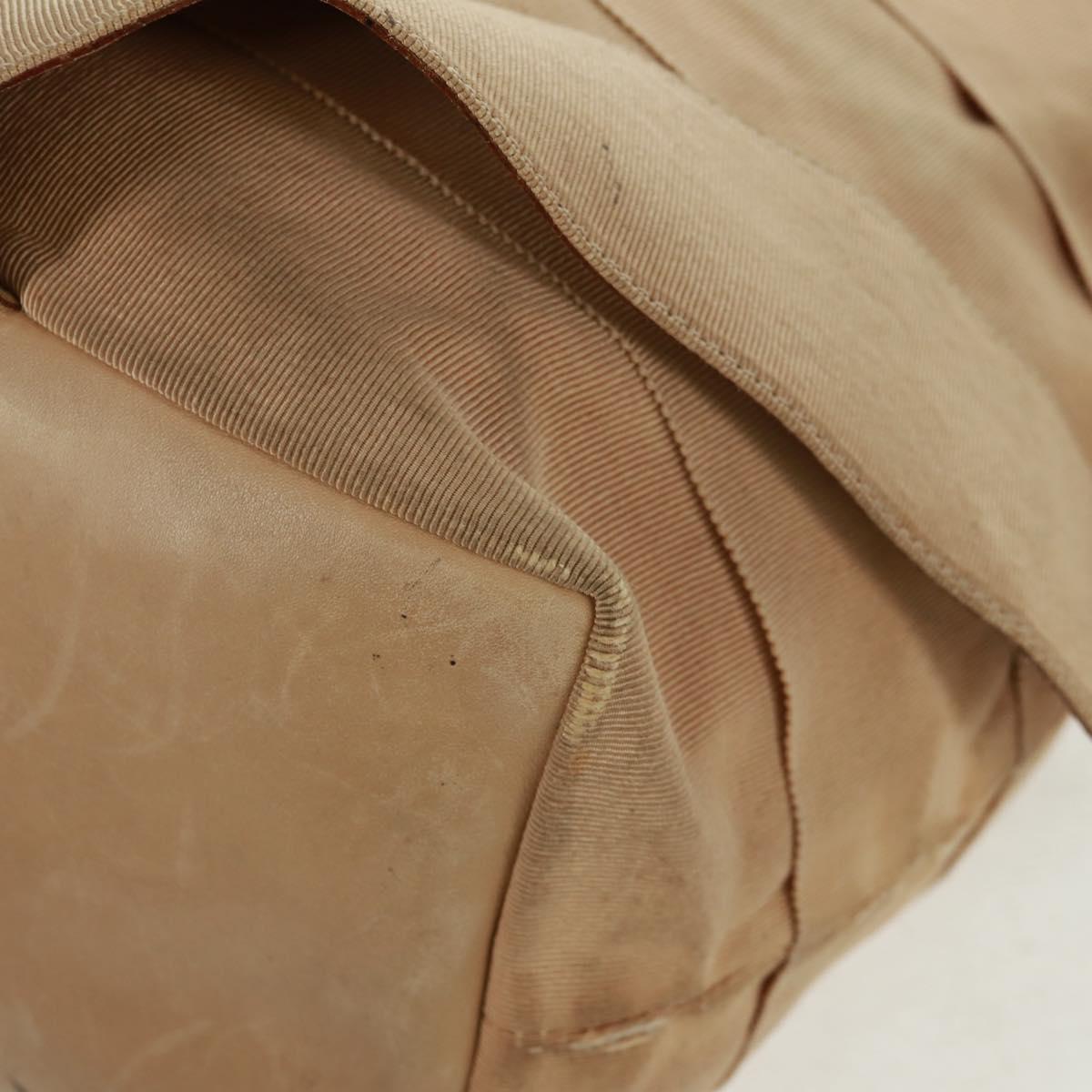Salvatore Ferragamo Shoulder Bag Canvas Beige Gold Auth bs31859