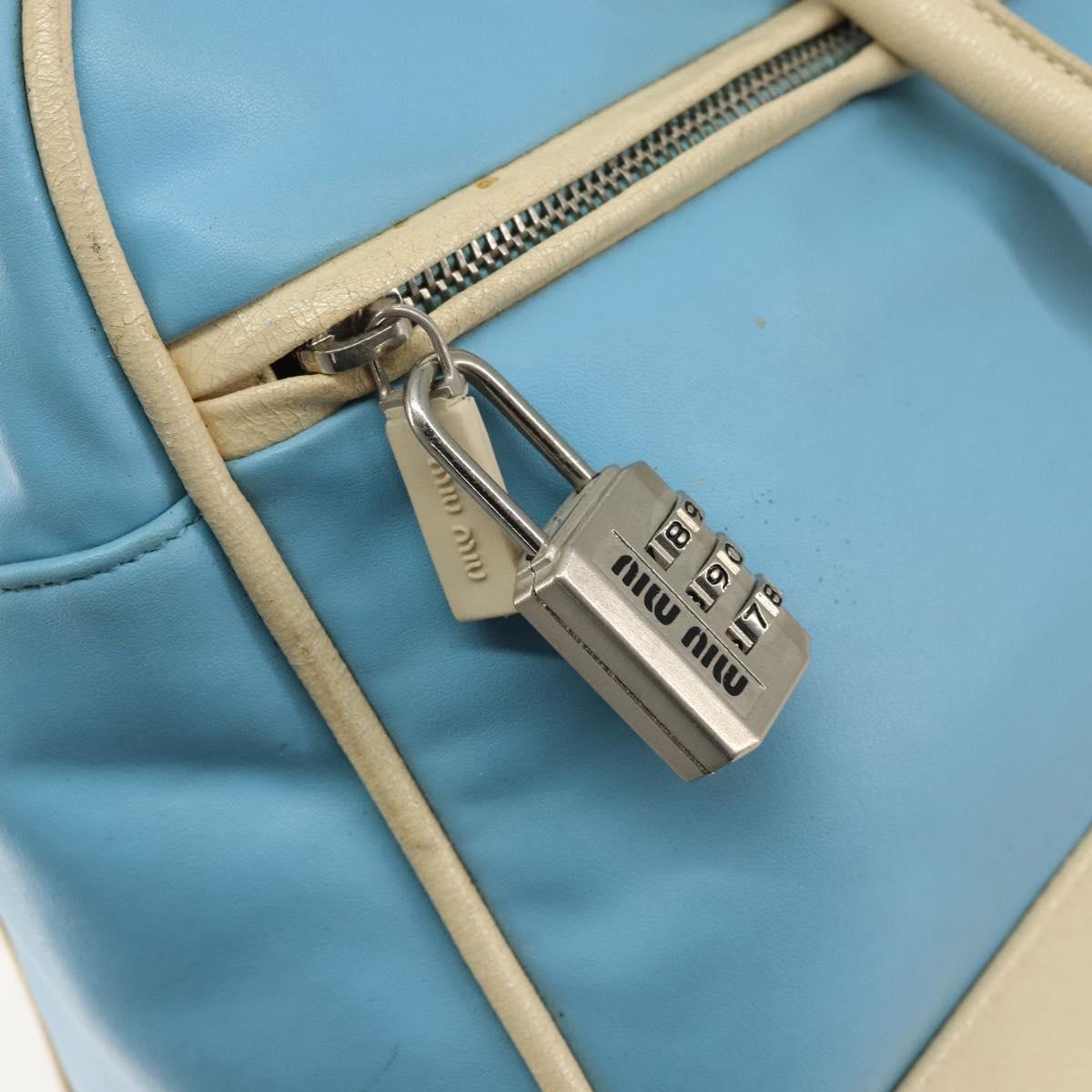 Miu Miu Hand Bag Leather Blue Silver Auth bs31862