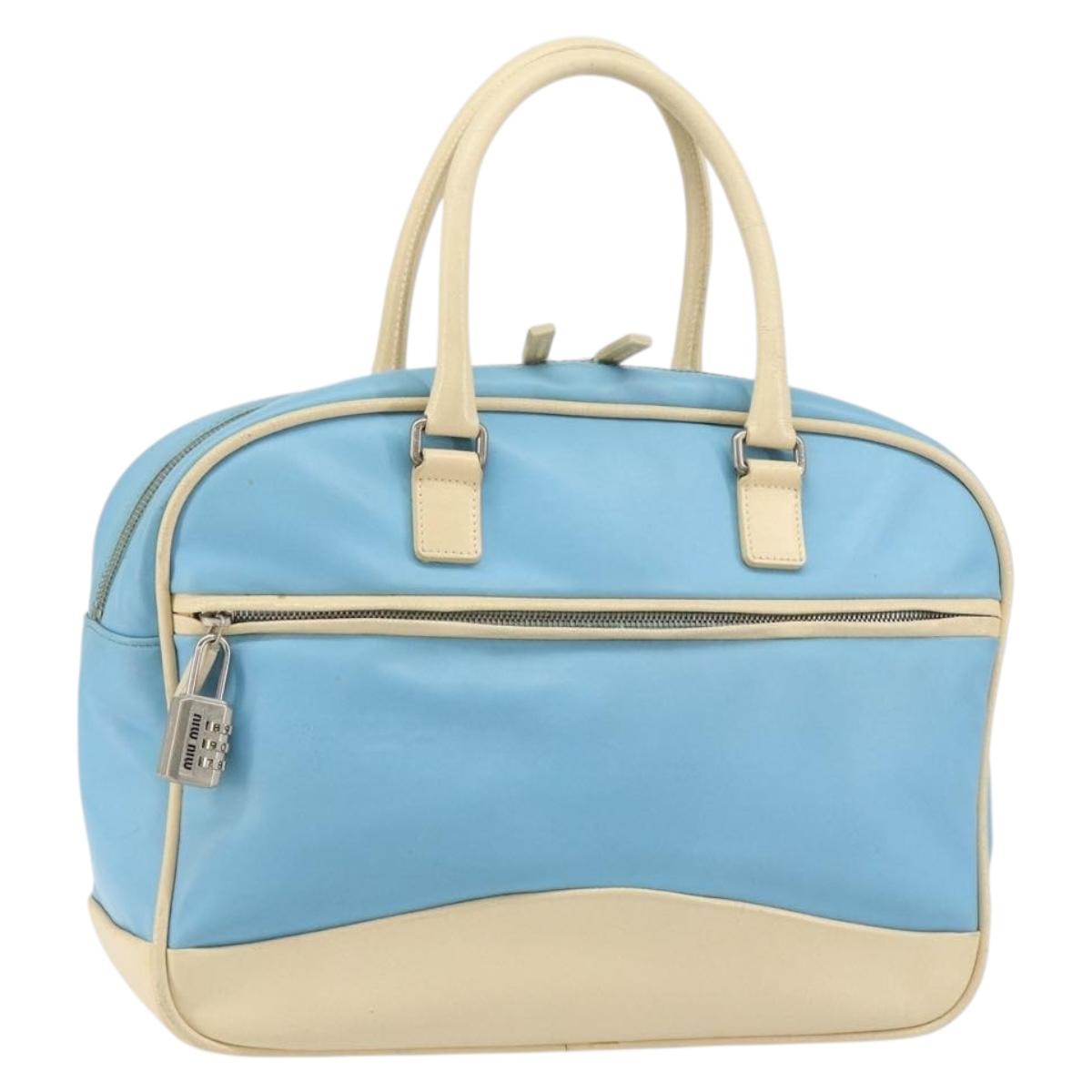 Miu Miu Hand Bag Leather Blue Silver Auth bs31862