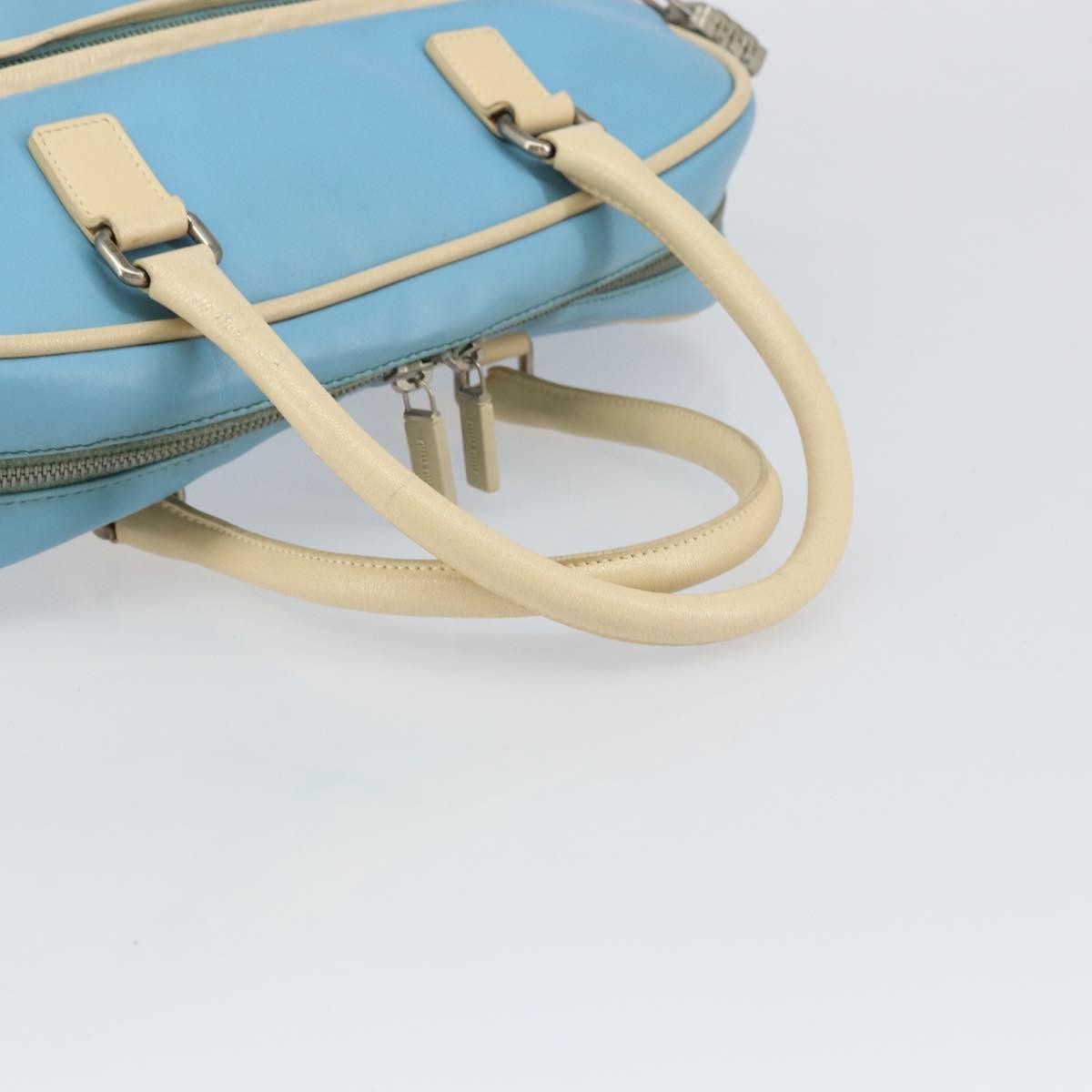Miu Miu Hand Bag Leather Blue Silver Auth bs31862