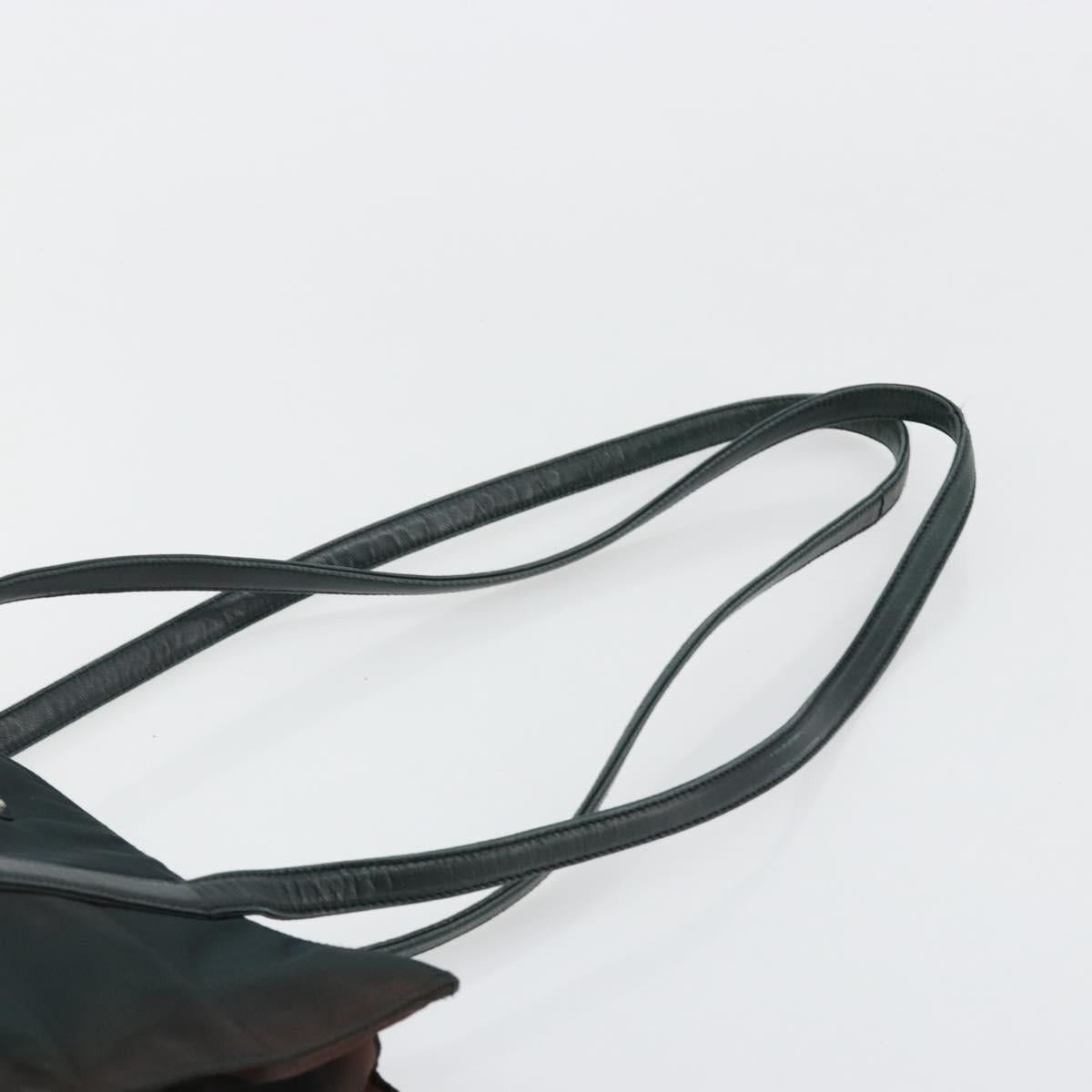 PRADA Tote Bag Nylon Leather Black Silver Auth bs31865