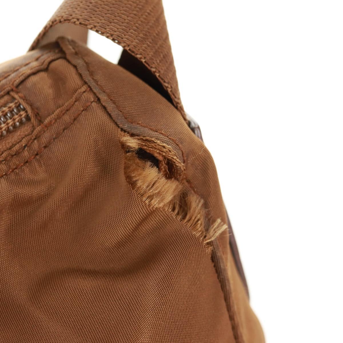 PRADA Shoulder Bag Nylon Brown Silver Auth bs31870