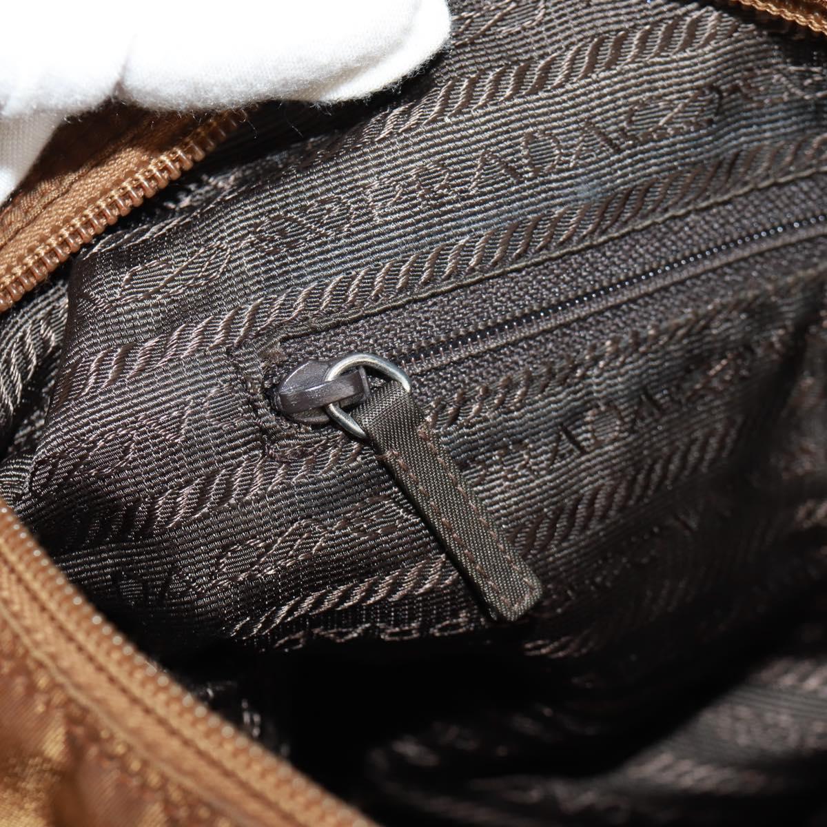 PRADA Shoulder Bag Nylon Brown Silver Auth bs31870