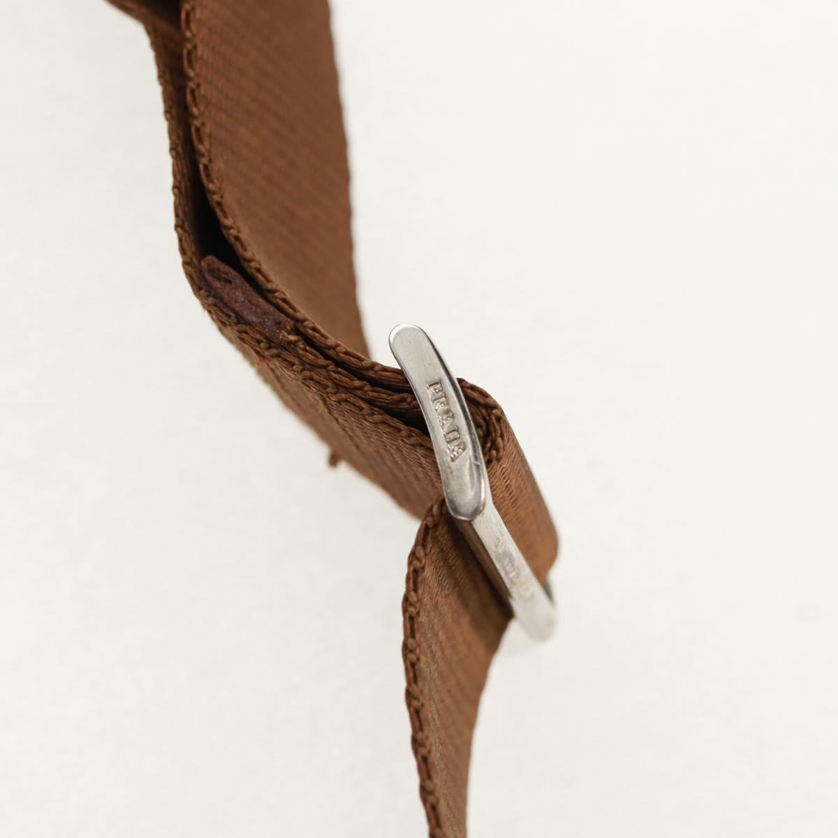 PRADA Shoulder Bag Nylon Brown Silver Auth bs31870