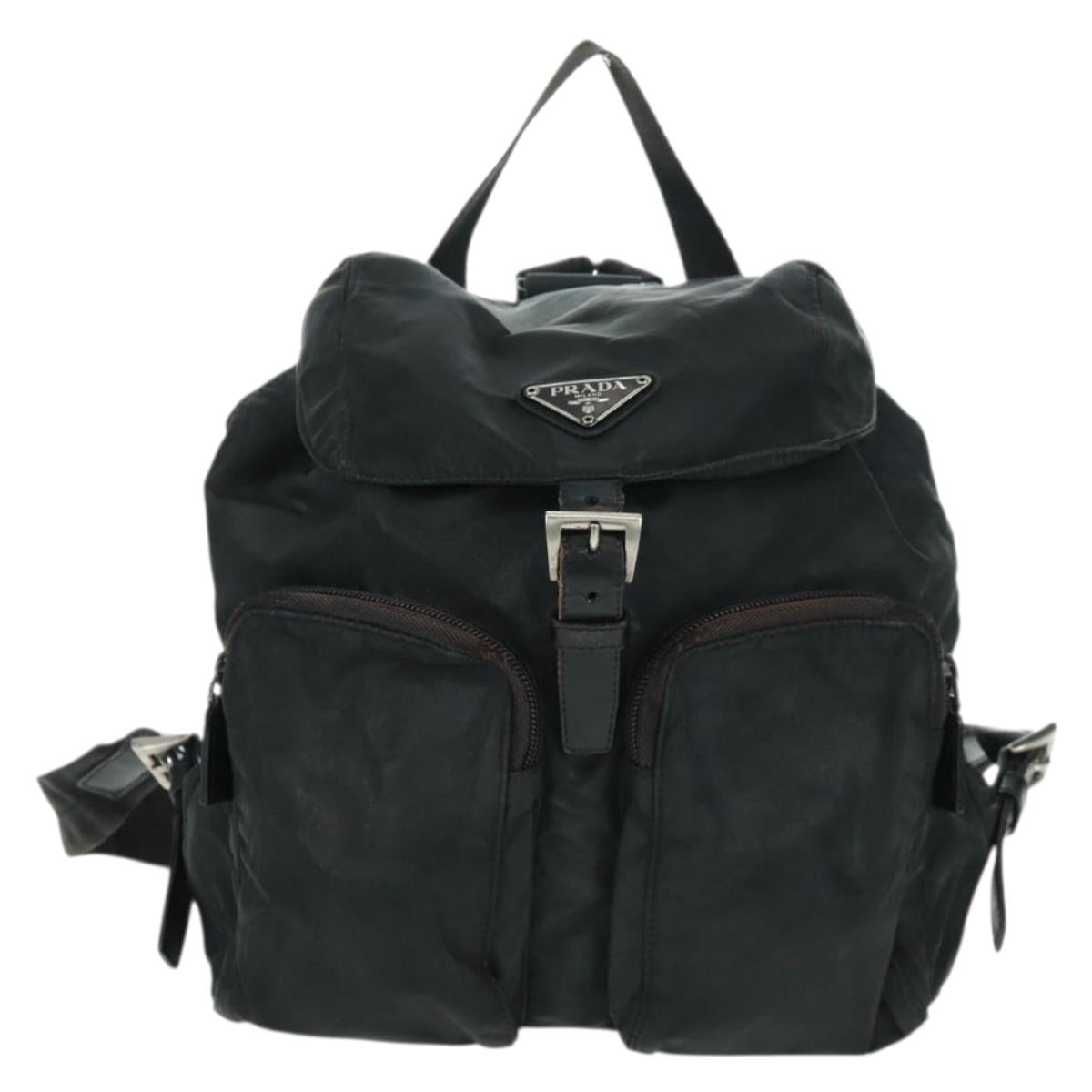 PRADA Backpack Nylon Green Silver Auth bs31871