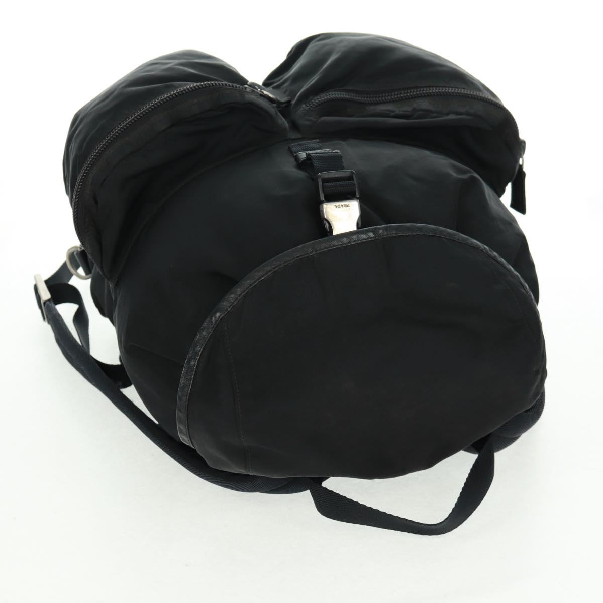 PRADA Backpack Nylon Black Silver Auth bs31873