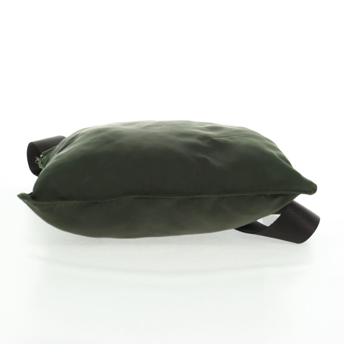 PRADA Shoulder Bag Nylon Khaki Silver Auth bs31875
