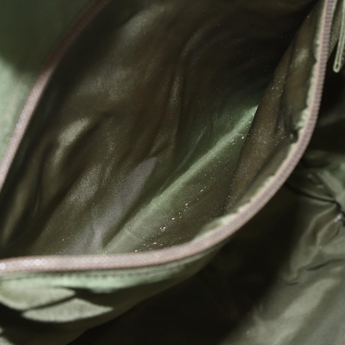 PRADA Hand Bag Nylon Khaki Silver Auth bs31882