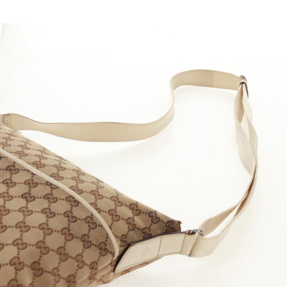 GUCCI GG Canvas Shoulder Bag Beige Silver 145856 Auth bs31883