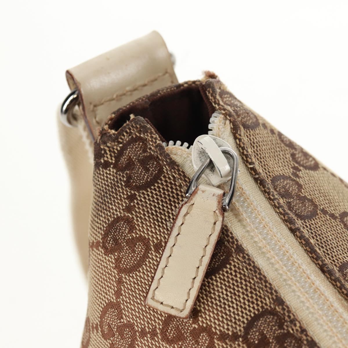 GUCCI GG Canvas Shoulder Bag Beige Silver 145856 Auth bs31883