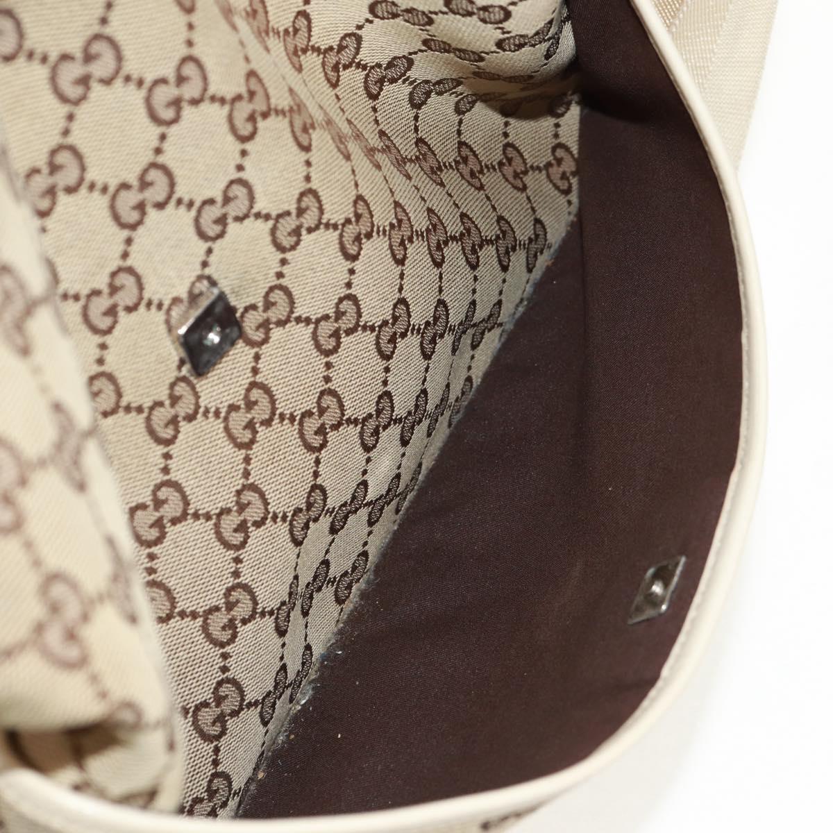 GUCCI GG Canvas Shoulder Bag Beige Silver 145856 Auth bs31883