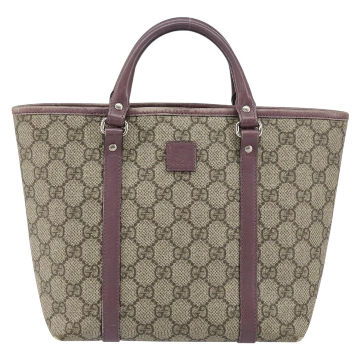 GUCCI Micro GG Supreme Hand Bag PVC Beige Silver 297557 Auth bs31884