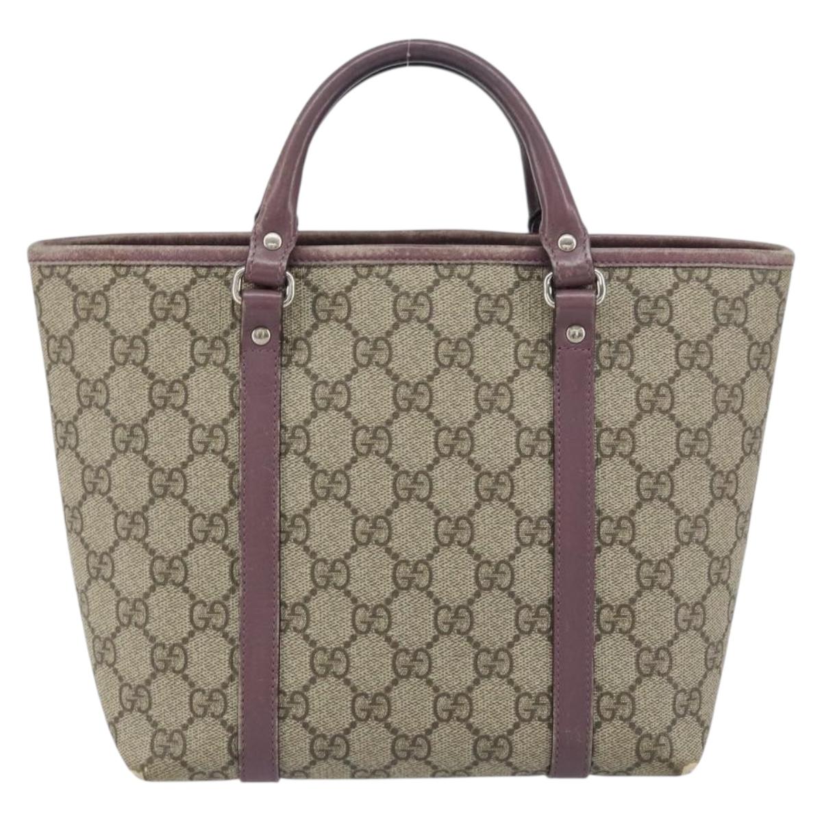 GUCCI Micro GG Supreme Hand Bag PVC Beige Silver 297557 Auth bs31884
