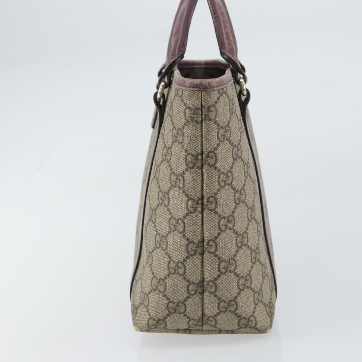 GUCCI Micro GG Supreme Hand Bag PVC Beige Silver 297557 Auth bs31884