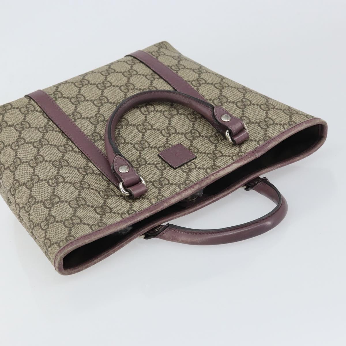 GUCCI Micro GG Supreme Hand Bag PVC Beige Silver 297557 Auth bs31884
