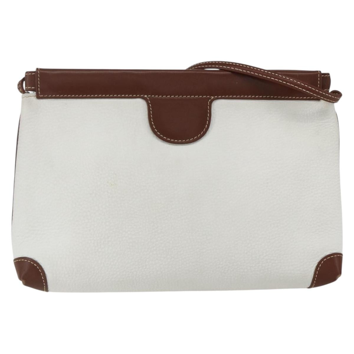GUCCI GG Supreme Shoulder Bag Leather White Silver 87 007 5553 Auth bs31885