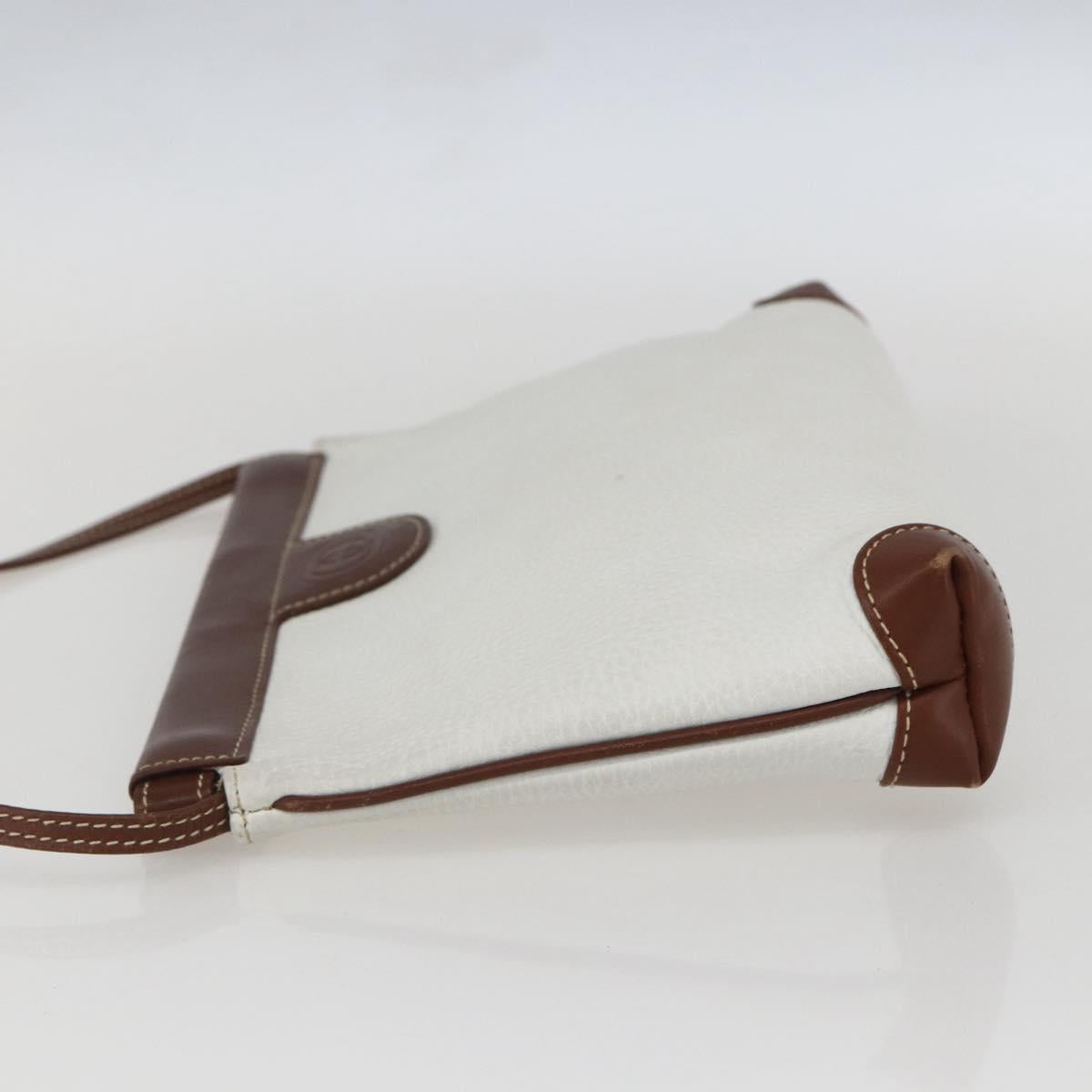 GUCCI GG Supreme Shoulder Bag Leather White Silver 87 007 5553 Auth bs31885