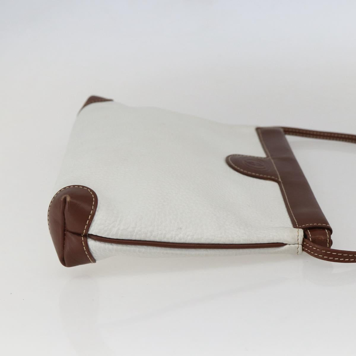 GUCCI GG Supreme Shoulder Bag Leather White Silver 87 007 5553 Auth bs31885