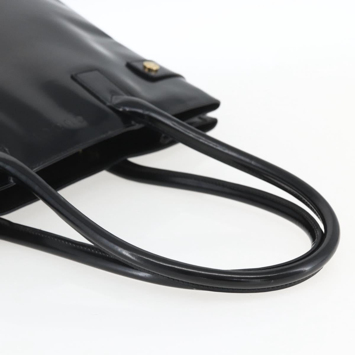GUCCI Tote Bag Enamel Black Gold 002 1046 0407 Auth bs31886
