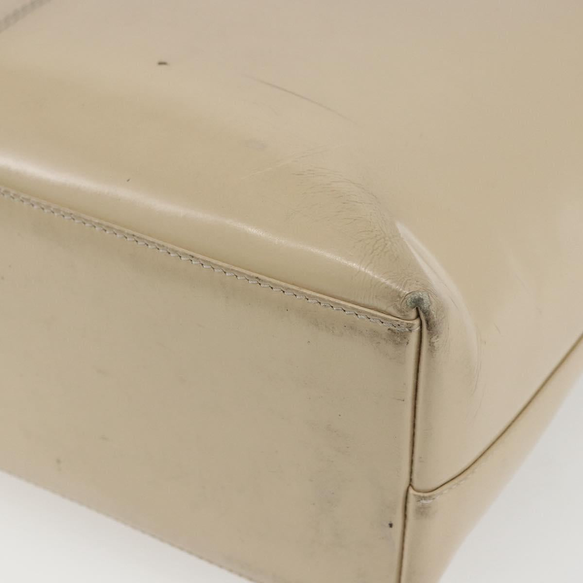 GUCCI Tote Bag Enamel 2way Beige Silver Auth bs31887
