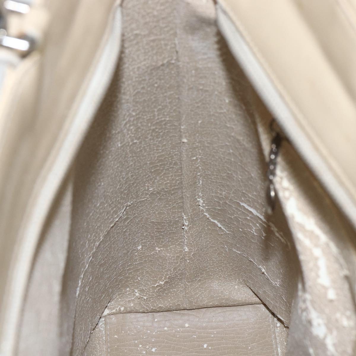 GUCCI Tote Bag Enamel 2way Beige Silver Auth bs31887